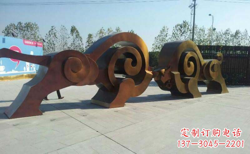 宁德公园抽象牛动物铜雕