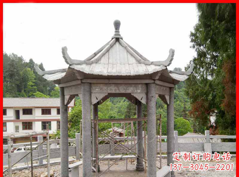 宁德精美大理石六角石凉亭雕塑
