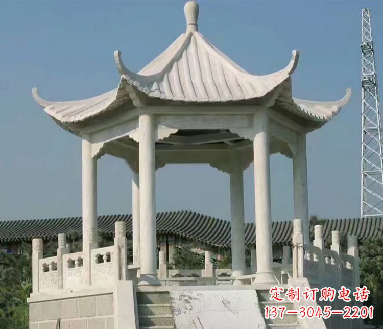 宁德极具视觉冲击力的大理石六角石凉亭雕塑