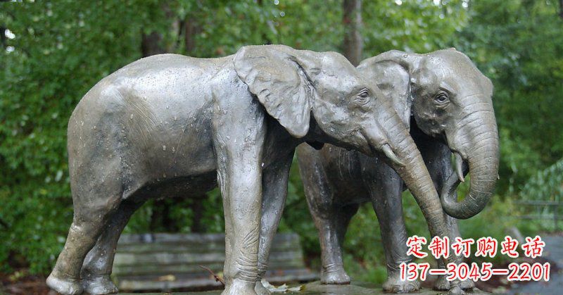 宁德公园大象动物铜雕 (2)