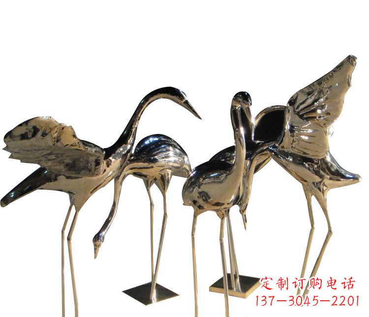 宁德三角中国领雕塑不锈钢仙鹤雕塑