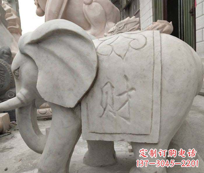 宁德公园动物大理石大象石雕 (2)