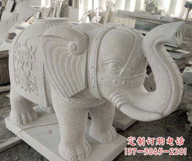 宁德公园动物大理石大象石雕 (3)