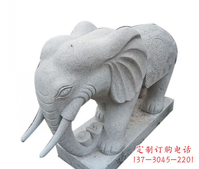 宁德公园动物大理石大象石雕摆件