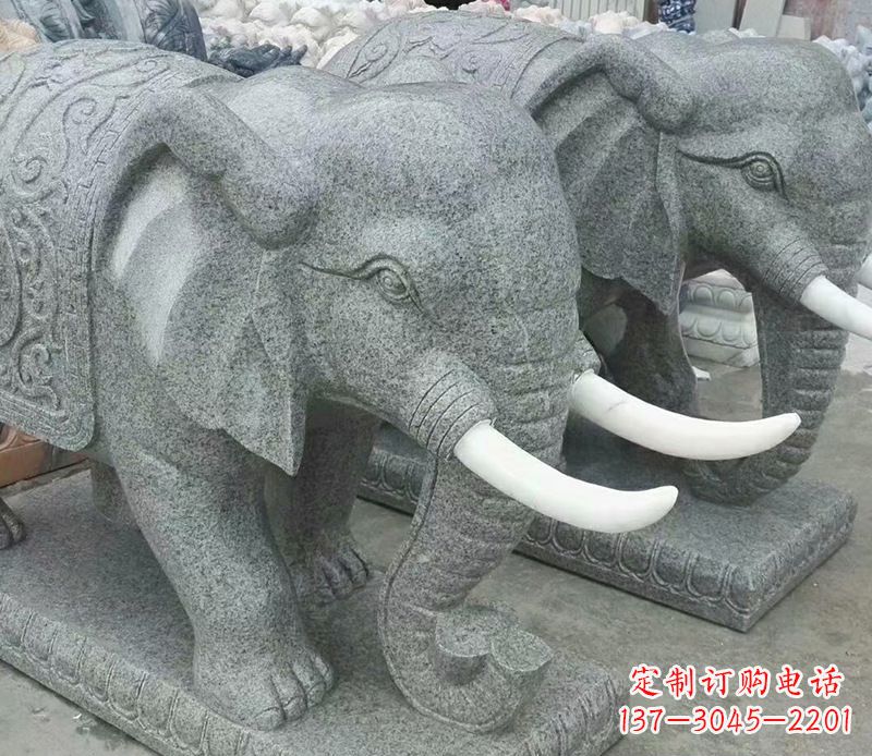宁德公园动物大理石大象石雕 (6)