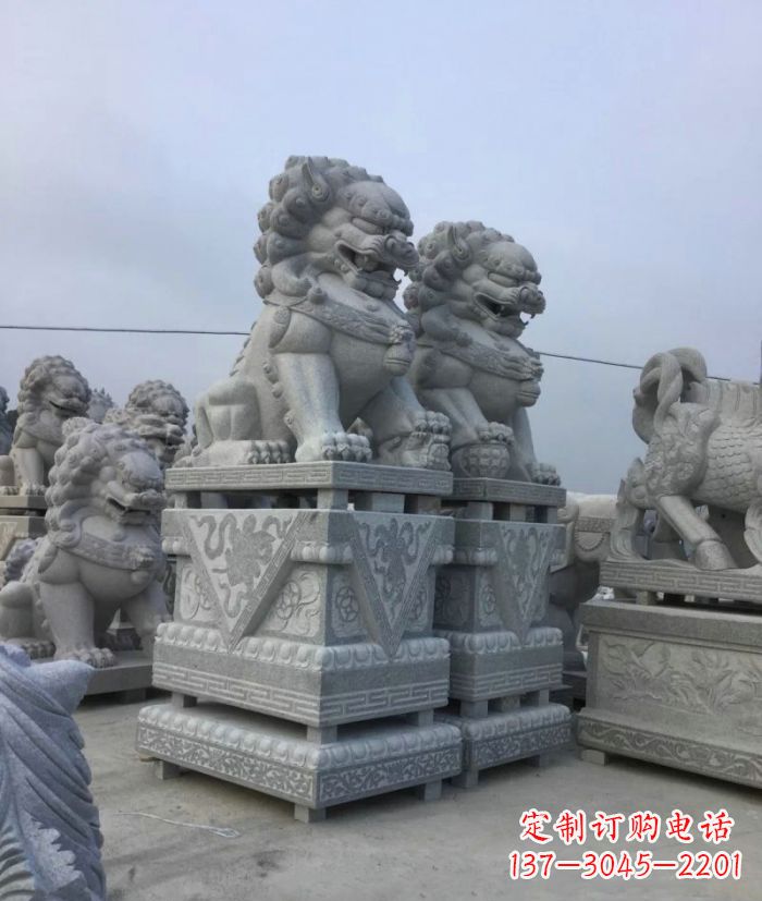 宁德公园动物大理石狮子石雕 (4)