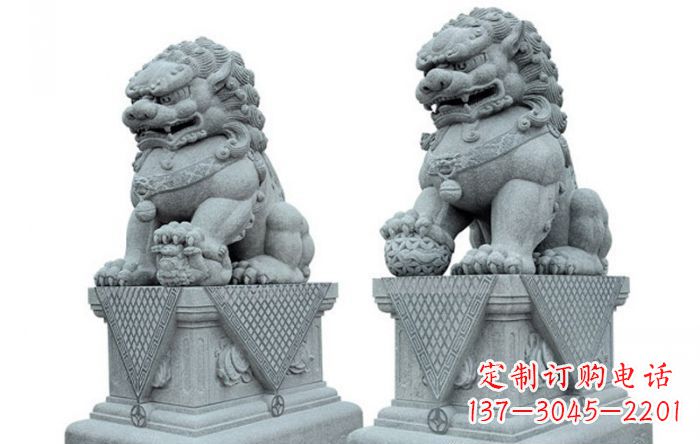 宁德公园动物青石狮子石雕