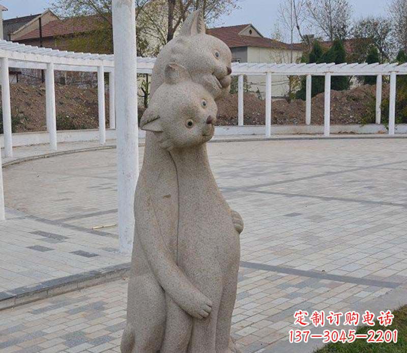 宁德公园动物小猫石雕