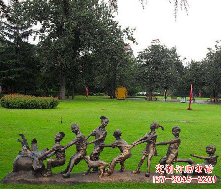 宁德公园儿童拔萝卜人物小品铜雕
