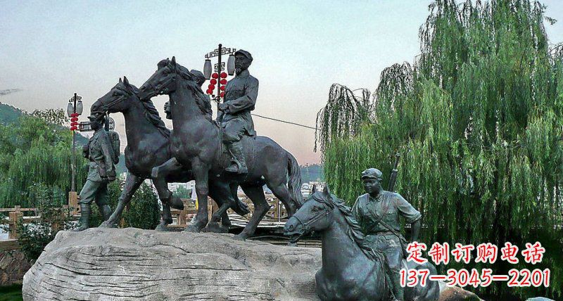 宁德公园红军骑马景观铜雕
