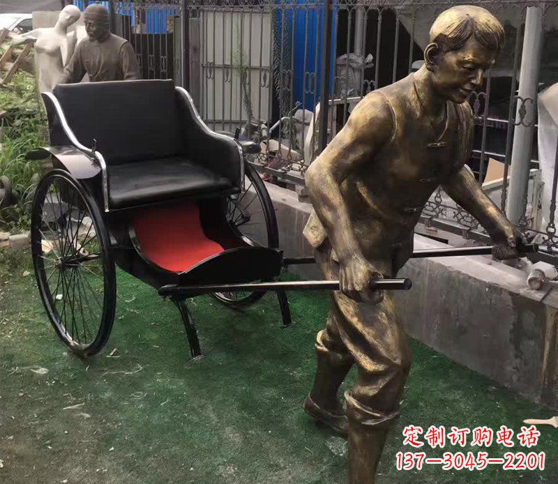 宁德精美铜雕车夫人物雕塑