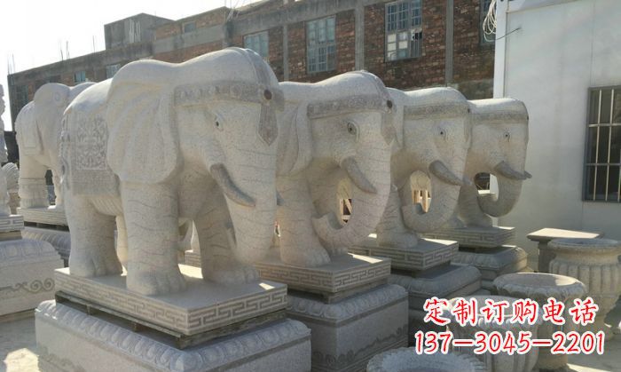 宁德公园景观大理石缅甸大象石雕 (2)