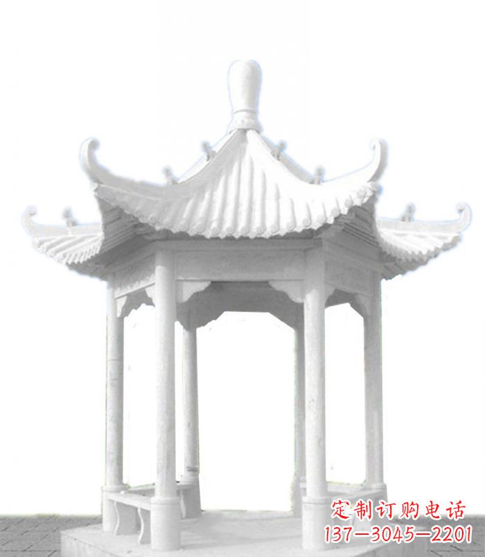 宁德公园景观汉白玉石雕凉亭 (2)