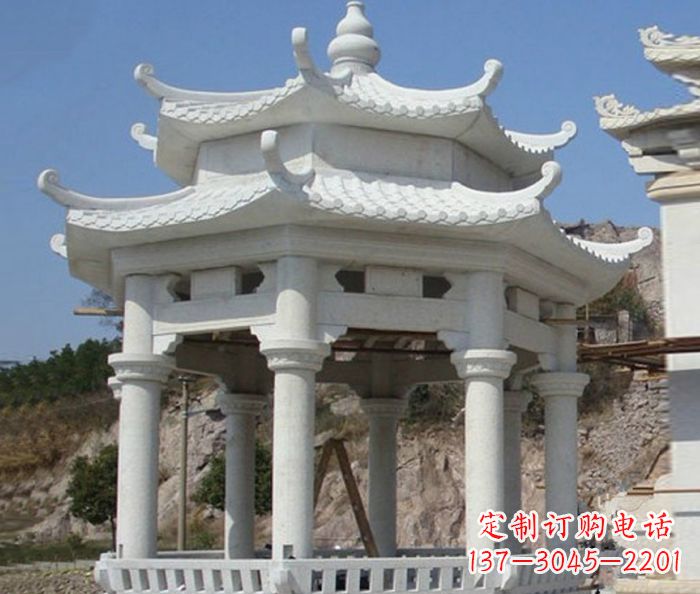 宁德公园景观汉白玉石雕凉亭