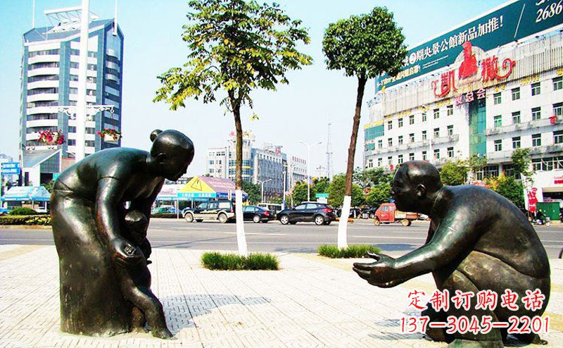 宁德公园景观小孩学走路铜雕