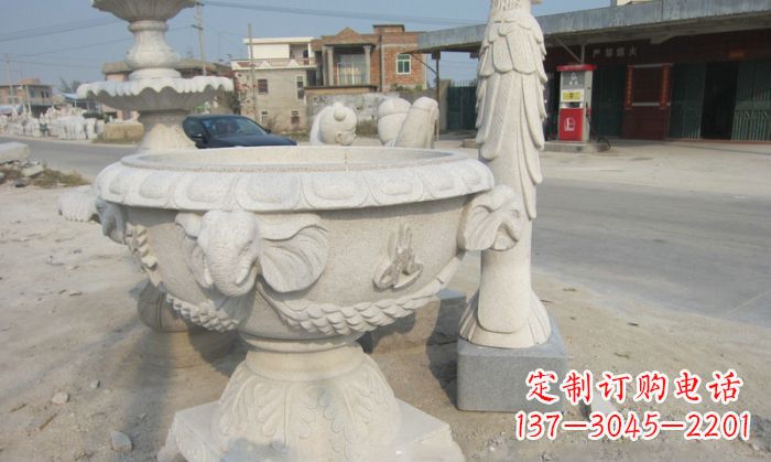 宁德公园景观象头石雕水缸