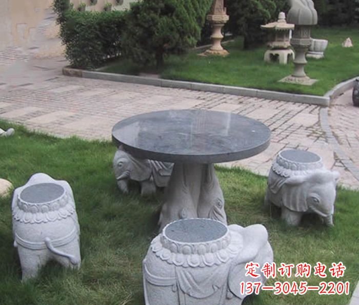 宁德公园景观小象石桌凳石雕