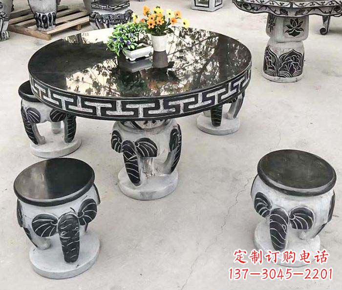 宁德圆形桌凳石雕-为公园景观增添艺术气息