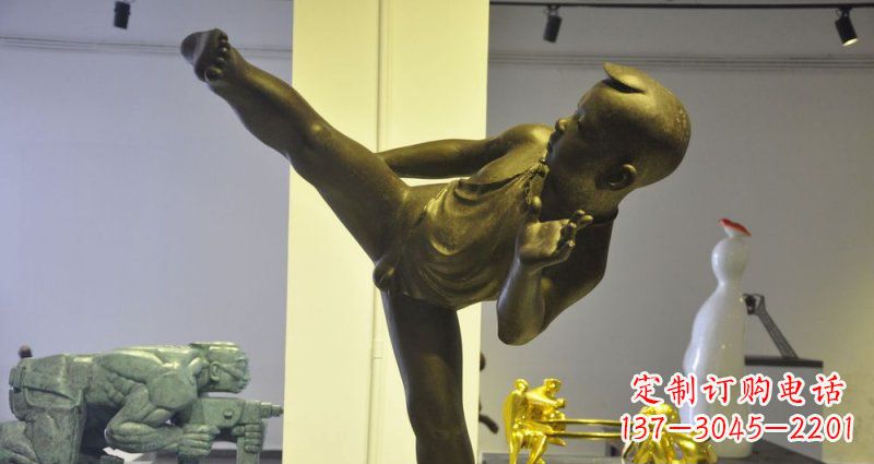 宁德领雕塑男孩练功夫铜雕