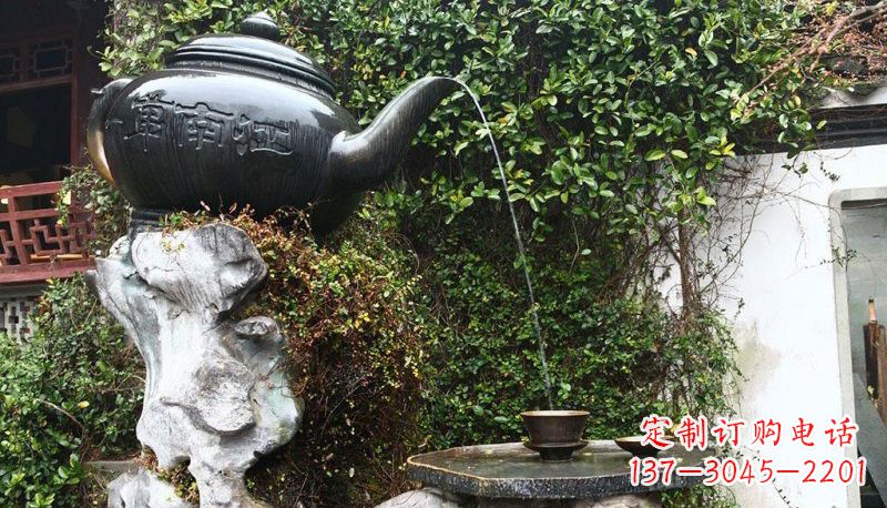 宁德公园流水茶壶铜雕222