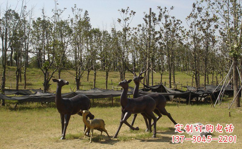 宁德优雅雕塑-梅花鹿铜雕