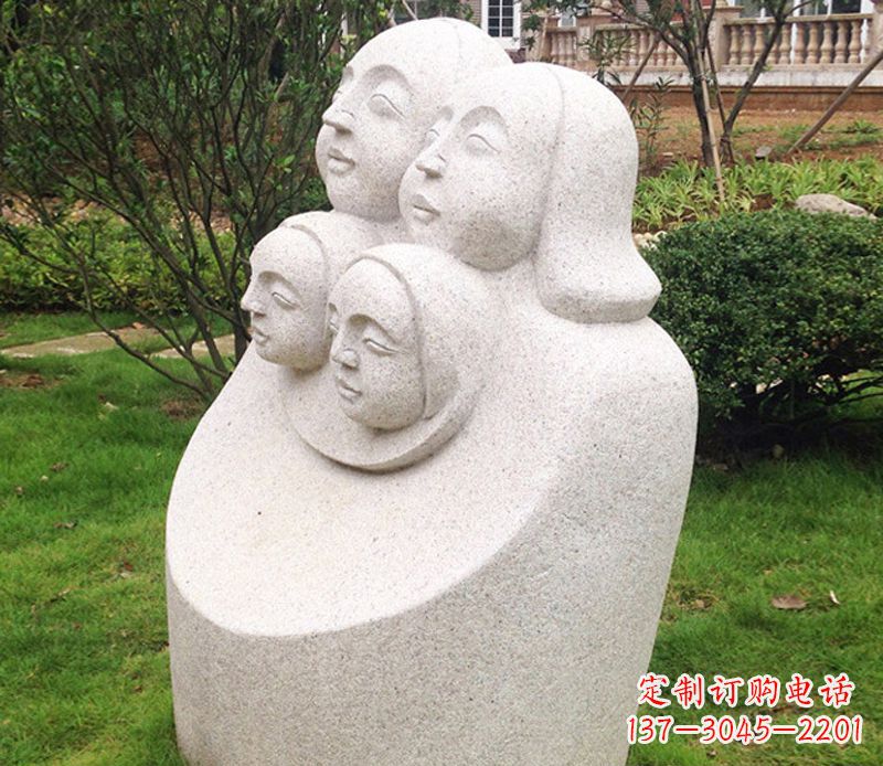 宁德公园母子人头像石雕