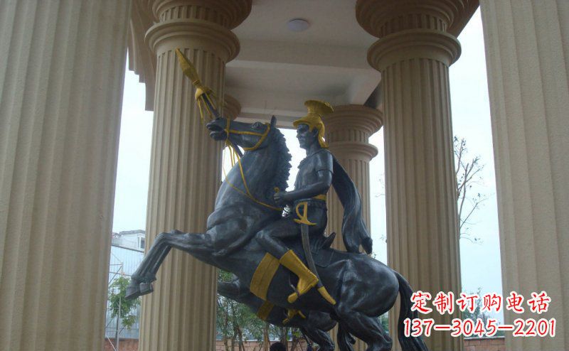 宁德公园骑马的罗马士兵人物铜雕