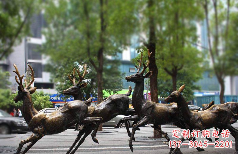 宁德艺术精美的铜雕群鹿动物雕塑