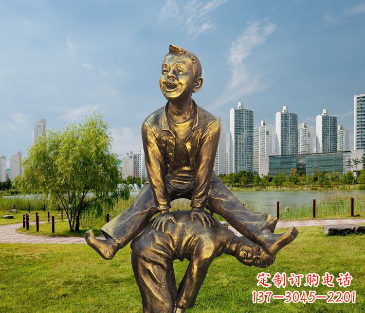 宁德中领雕塑铜质经典跳马蹲人雕塑