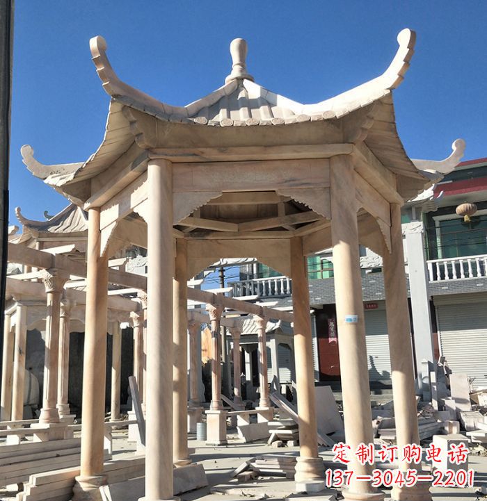 宁德公园晚霞红凉亭雕塑