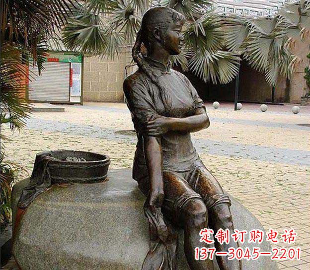 宁德中领雕塑定制,洗衣服的女孩铜雕塑