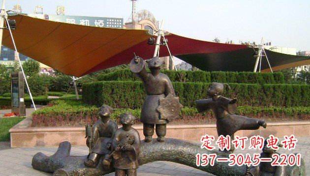 宁德公园小孩放风筝景观铜雕