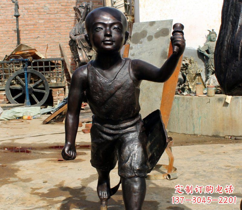 宁德打造完美的小孩铜雕,让童趣活跃