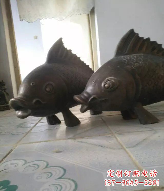 宁德公园小鱼景观动物铜雕