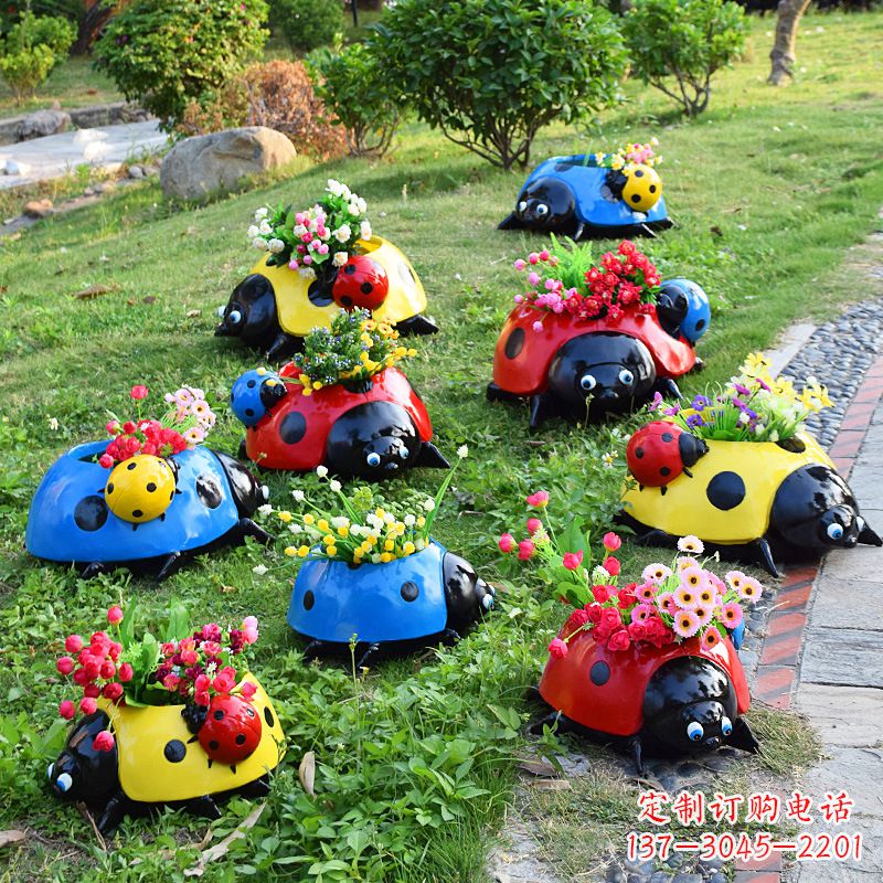宁德公园园林七星瓢虫玻璃钢创意花盆