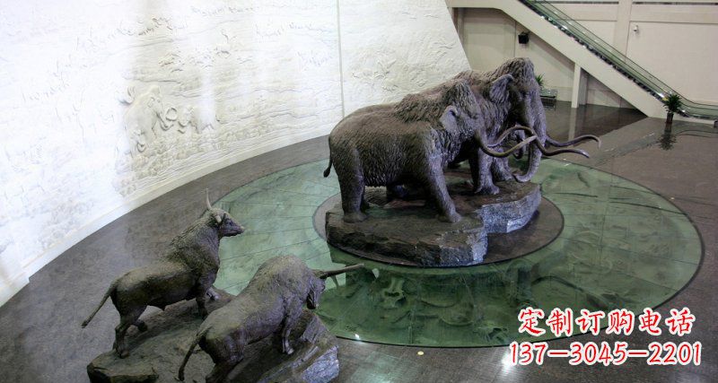 宁德公园长毛象动物铜雕 (3)