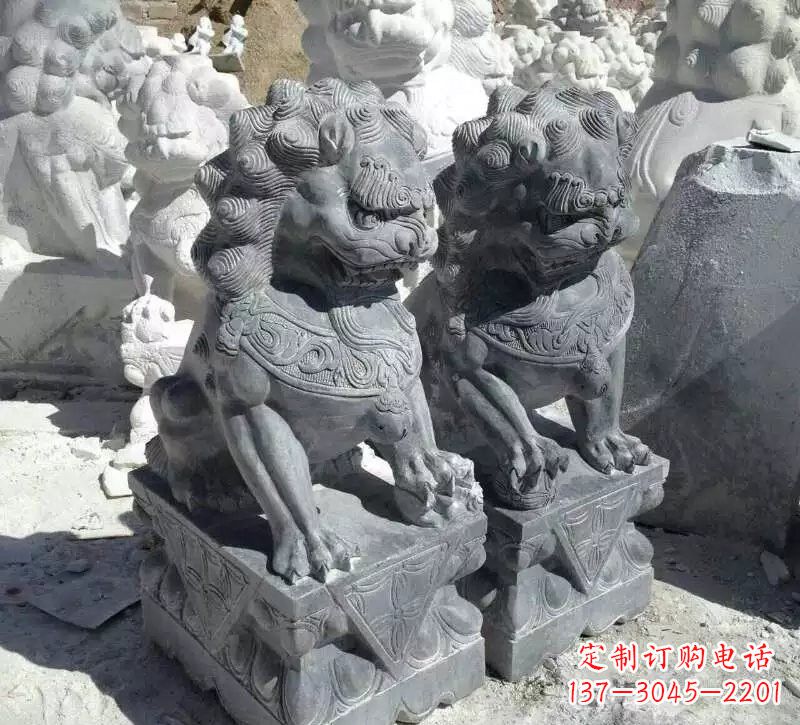 宁德古代青石狮子雕塑