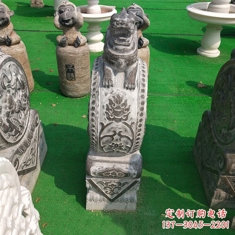 宁德古代石雕狮子门墩雕塑