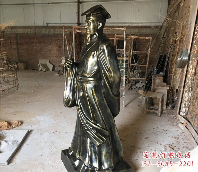 宁德古代书法家王羲之铜雕