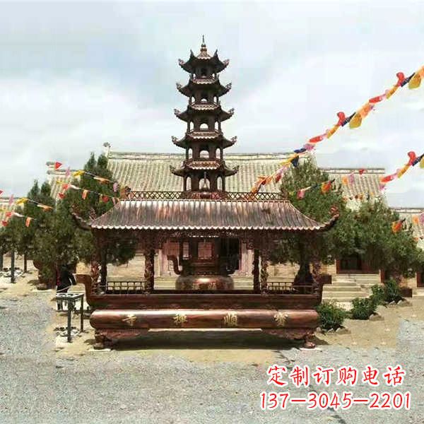 宁德全新古典铜香炉雕龙塑型双耳方形器皿