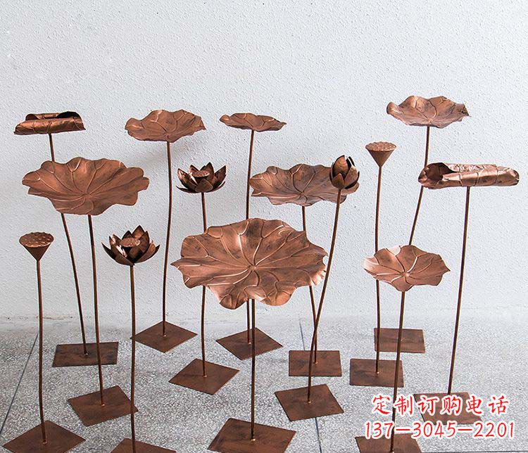 宁德精美古铜色荷花不锈钢雕塑