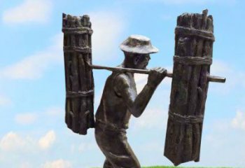 宁德精美老人铜雕，传承古代挑柴精神