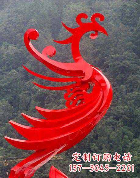宁德广场不锈钢彩色凤凰雕塑