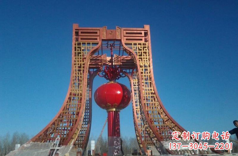 宁德中领雕塑推出不锈钢大型灯笼雕塑