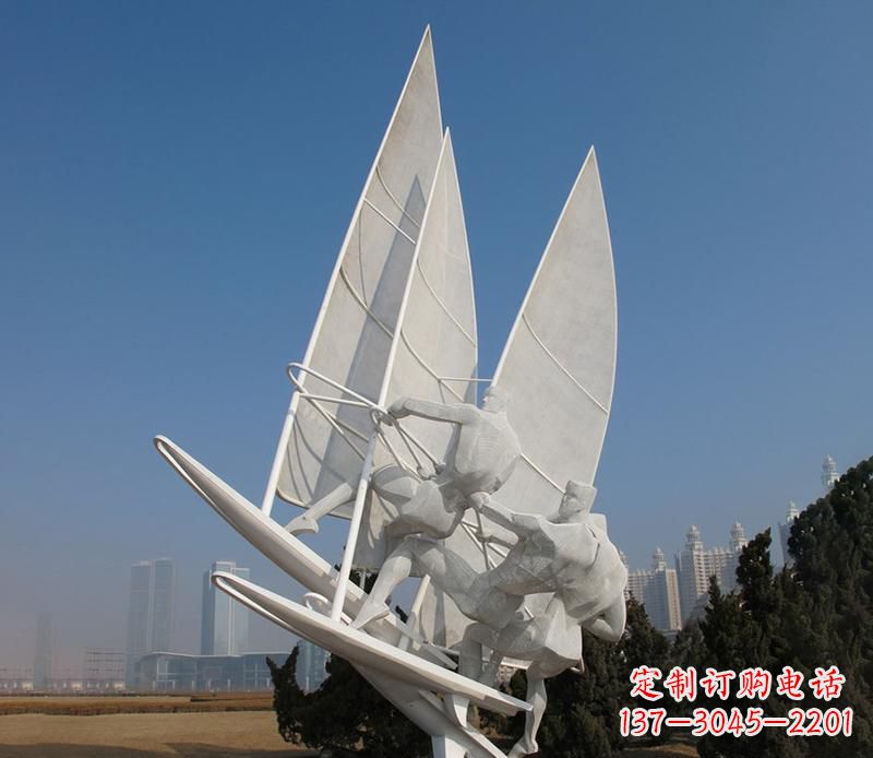 宁德广场不锈钢帆船比赛运动雕塑
