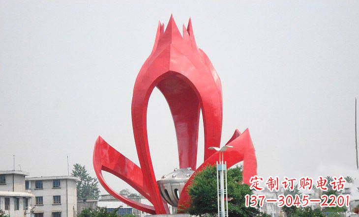 宁德广场不锈钢莲花和莲蓬雕塑