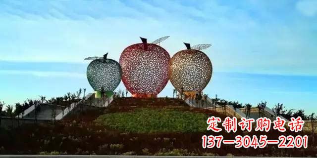 宁德精美大气的不锈钢苹果雕塑