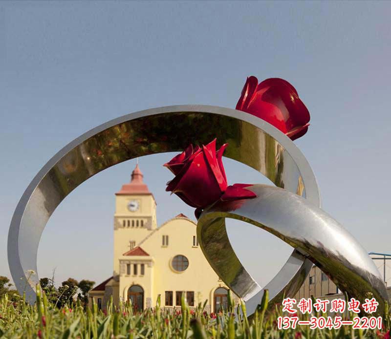 宁德中领雕塑:风格独特的不锈钢玫瑰戒指雕塑