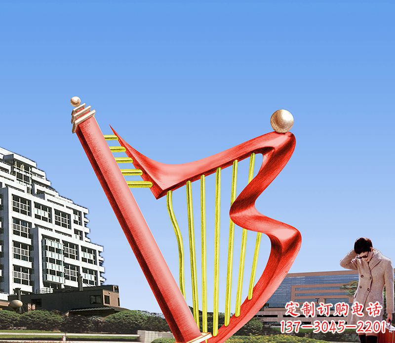 宁德精美不锈钢竖琴雕塑