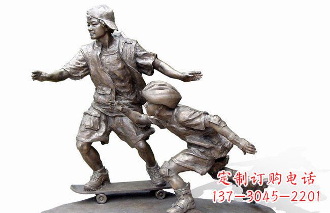 宁德令人惊叹的广场滑板男孩铜雕塑